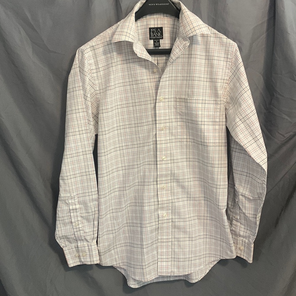 JoS. A. Bank Traveler Collection Tailored Fit Button-Down Collar Dress Shirt Sm